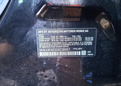 2025 BMW X6 xDrive40I z USA, uszkodzony, nr VIN 5UX33EX03S9Z38997